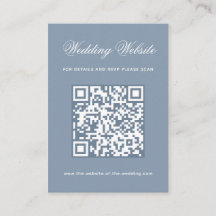 Dusty Blue Wedding Website QR Code and Calligraphy