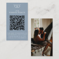 Dusty blue Wedding Website QR Code Photo Rsvp   