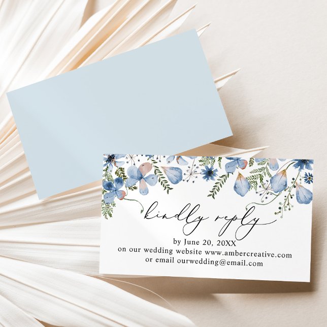 Dusty Blue Wedding Website RSVP Enclosure Card (Creator Uploaded)