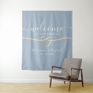 Dusty Blue Wedding Welcome Backdrop Tapestry