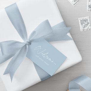 Dusty Blue Wedding Welcome Tag – Elegant Favour Ta