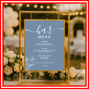 Dusty Blue Wedding   Wildflower Bar Menu Poster