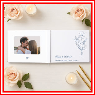 Dusty Blue Wedding Wildflower Guest Book