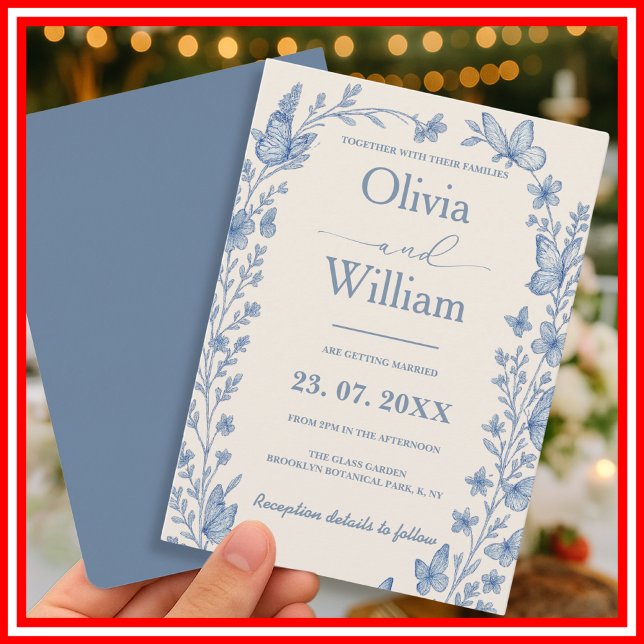 Dusty Blue Wedding | Wildflower Invitation (Creator Uploaded)