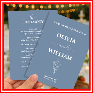Dusty Blue Wedding Wildflower Program