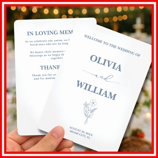Dusty Blue Wedding Wildflower Program (Creator Uploaded)