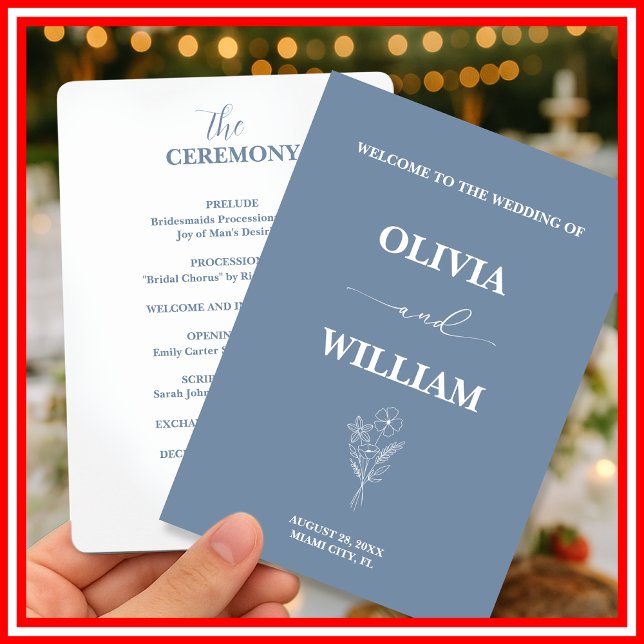 Dusty Blue Wedding Wildflower Program (Creator Uploaded)