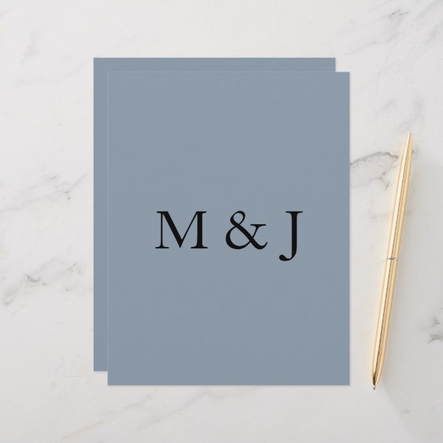 Dusty Blue Weddings Bridal Party Monograms Custom Custom Letterhead (Front/Back In Situ)