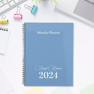 Dusty Blue Weekly Monthly Business Planner