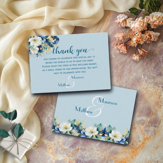 Dusty Blue Welcome Gift Bag & Basket Place Card (Creator Uploaded)