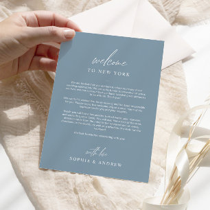 Dusty Blue Welcome Itinerary Thank You Card