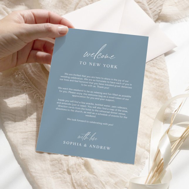 Dusty Blue Welcome Itinerary Thank You Card (Creator Uploaded)
