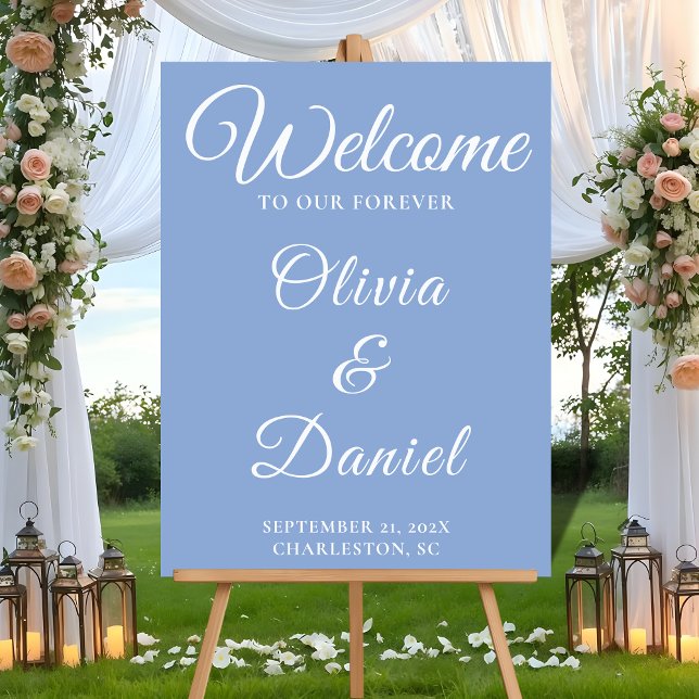 Dusty Blue Welcome with Elegant Font Acrylic Sign (Creator Uploaded)