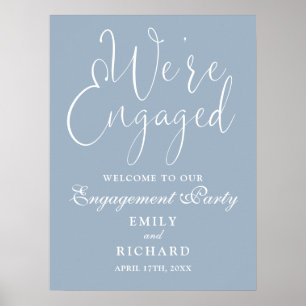 Dusty Blue We're Engaged Engagement Welcome Sign