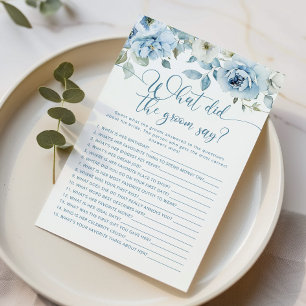 Dusty blue What did the groom say bridal shower