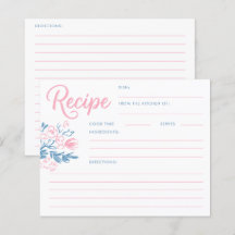 Dusty Blue Whimsical Bridal Shower Recipe Card