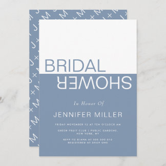 Dusty blue whimsical colorblock bridal shower invitation