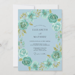 Dusty Blue Whispering Flourish Wedding Invitation