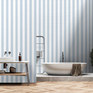 Dusty Blue White 3 Inch Wide Circus Stripe Wallpaper