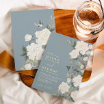 Dusty Blue White Chinoiserie Flower Garden Wedding Invitation<br><div class="desc">This chinoiserie-inspired design features elegant botanical florals,  birds and greenery in dusty blue and ivory. Personalise the invite with your details and if you want to further re-arrange the style and placement of the text,  please press the "Click to customise further" button.</div>