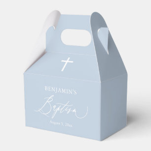 Dusty Blue White Cross Boy Baptism Favour Box
