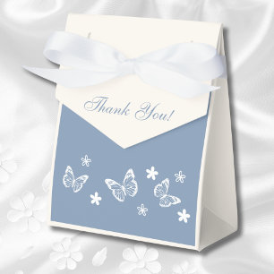 Dusty Blue White Daisy Butterfly Bridal Shower Favour Box