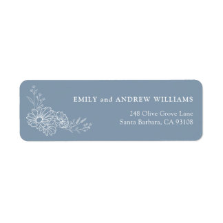 Dusty Blue White Daisy Wedding Return Address Label