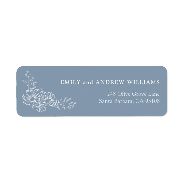Dusty Blue White Daisy Wedding Return Address Label (Front)