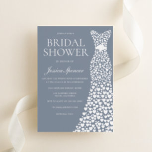 Dusty Blue & White Dress Bridal Shower Invitation