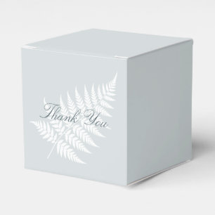 Dusty Blue White Fern Classic Thank You Favour Box