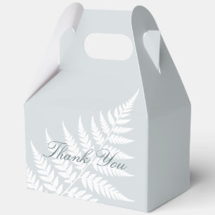 Dusty Blue White Fern Large Gable Thank You Favour Box