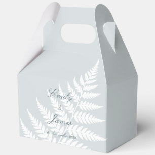 Dusty Blue White Fern Large Pastel Gable Favour Box