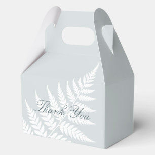 Dusty Blue White Fern Medium Gable Thank You Favour Box