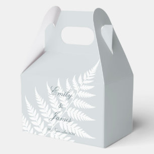 Dusty Blue White Fern Medium Pastel Gable Favour Box