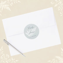 Dusty Blue White Fern Minimalist Botanical