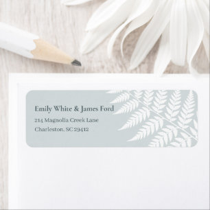 Dusty Blue White Fern Return Address Label