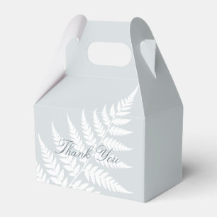 Dusty Blue White Fern Small Gable Thank You Favour Box