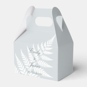 Dusty Blue White Fern Small Pastel Gable Favour Box