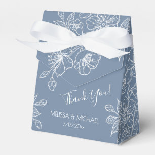 Dusty Blue White Floral Custom Wedding Favour Box