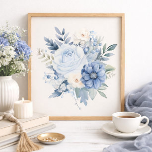 Dusty Blue White Floral Home Decor