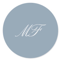 Dusty Blue White Formal Classic Monogram Wedding