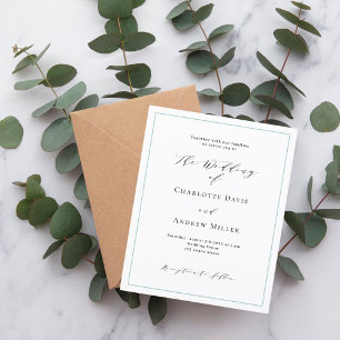 Dusty blue white formal wedding invitation