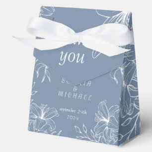 Dusty Blue White Lily Floral Wedding Favour Box Se