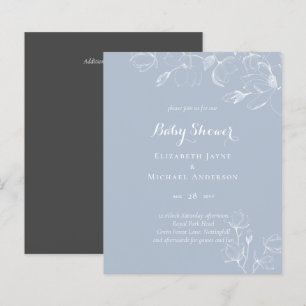 Dusty Blue White Magnolias Baby Shower