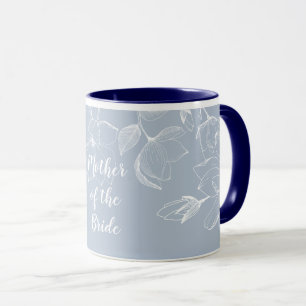 Dusty Blue White Magnolias Wedding Mug
