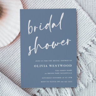 Dusty Blue & White Modern Bridal Shower Invitation