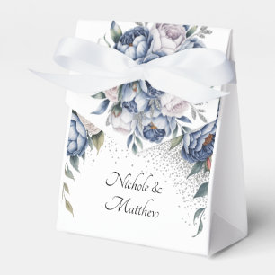Dusty Blue & White Peony Wedding Favour Box