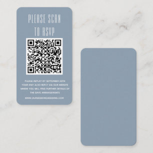 Dusty Blue & White Simple RSVP with QR code Enclo Enclosure Card