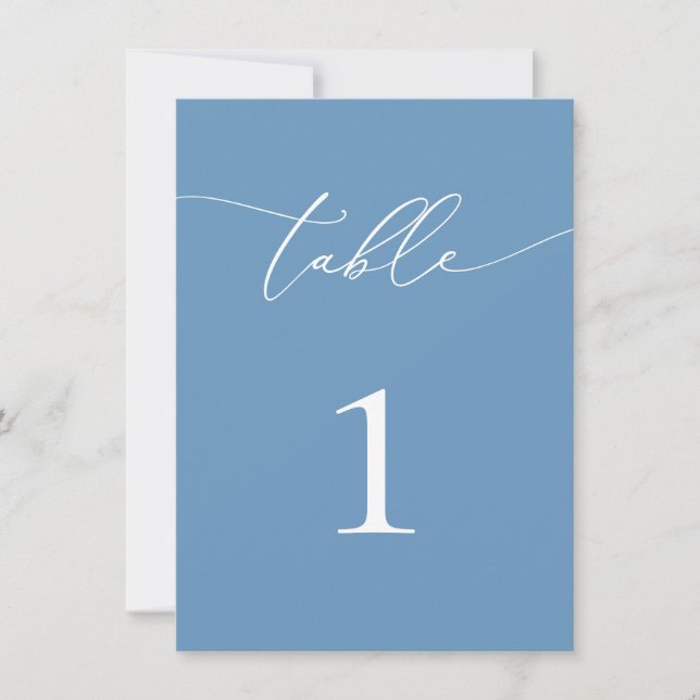 Dusty Blue & White Wedding/Event Table Number (Front)