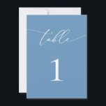 Dusty Blue & White Wedding/Event Table Number<br><div class="desc">(**PLEASE NOTE: To order,  simply adjust your table number and add each number to your cart separately. Then check out once you are finished.) Beautiful,  elegant,  modern and minimalist,  table number card. Fully customisable with your table numbers.</div>